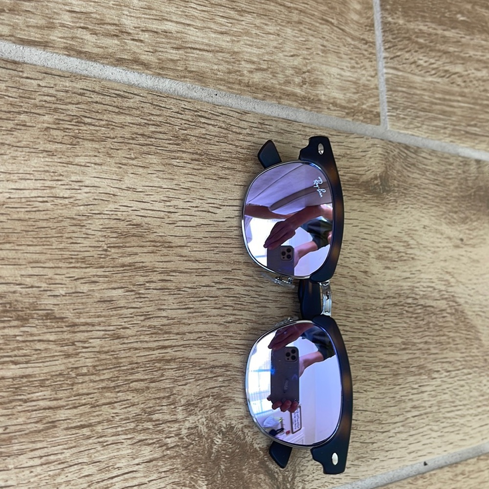 Kids Rayban sunglasses. Tortoise shell with purple lenses.
